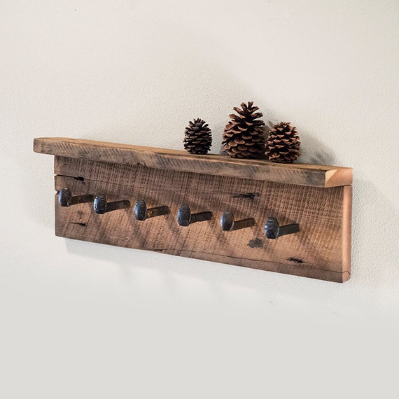 Rustic coat rack with shelf reclaimed barnwood wall hooks