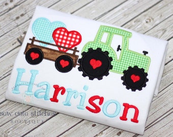 Boys Tractor Valentine Shirt - Boys Valentine Shirt - Boys Tractor Shirt - Valentines Day Shirt