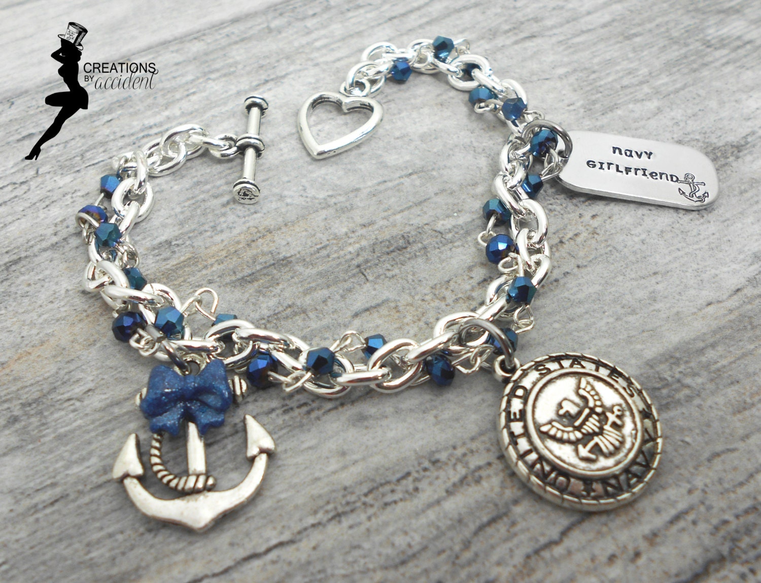 US Navy Girlfriend Charm Bracelet USN by CreationsbyAccident