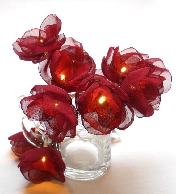 212 New fairy light etsy 269 Flower Fairy Light Burgundy by FlowerWithMe on Etsy 