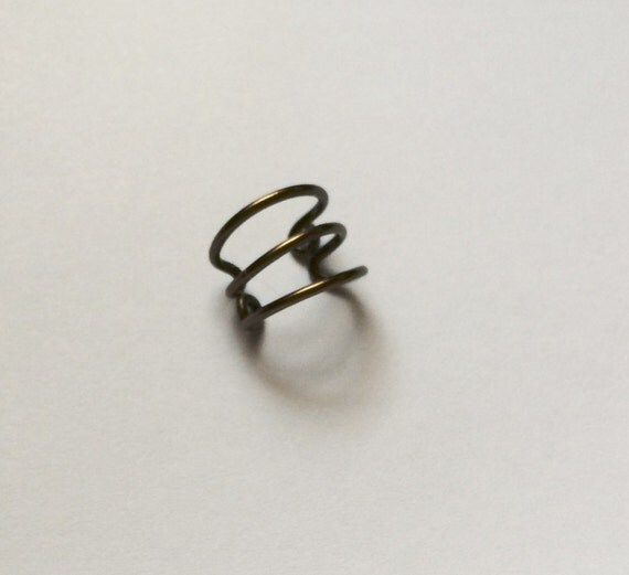 Black Triple Bar Ear Cuff Adjustable Wire by Hannahraejewelry