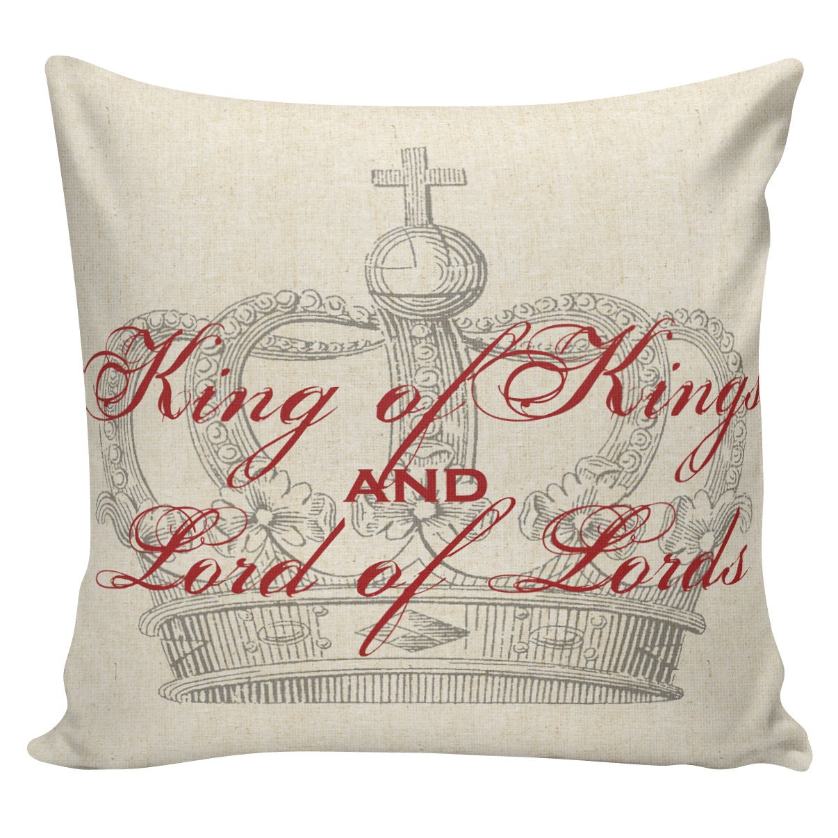 Holiday Pillow Cover Vintage Christmas Faith Christian King of