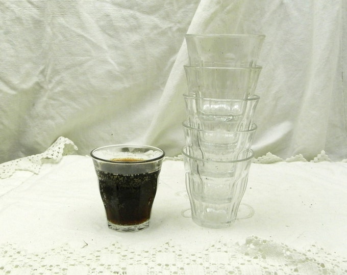6 Vintage 1960s Unused French Canteen Duralex Glasses with Original Box, Retro Drinking Glass