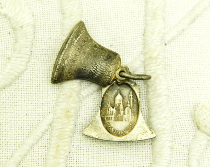 Vintage French Religious Pendant in the Shape of a Bell which Slides Open and inside is an Image of Christ and Monmartre / Religious Jewelry Vintage French Religious Pendant in the Shape of a Bell which Slides Open and inside is an Image of Christ and Monmartre / Religious Jewelry