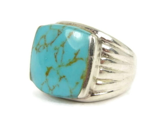 Sale!! MEN'S TURQUOISE RING. Men's Retro 12 ct Sterling Silver ...