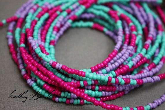 Seed Bead Necklace-Pink Purple Turquoise Seed Bead Single Strand Necklace-Layering Necklaces-Dainty Necklace-Kathy Bankston-Beaded Necklaces