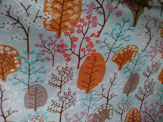 Leinen vorhang panel grau orange blau braun blosom von dreamzzzzz