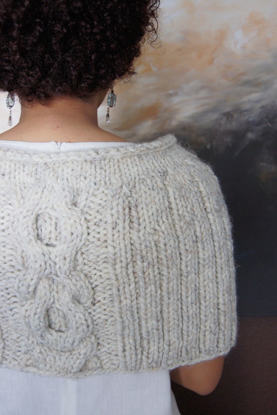 Hand Knit Wrap . Chunky Shoulder Wrap . Multi Functional
