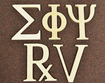 8 inch Greek Wooden Letters - Unfinished, Alpha, Omega, Delta, Epsilon, Theta, Beta, Sigma