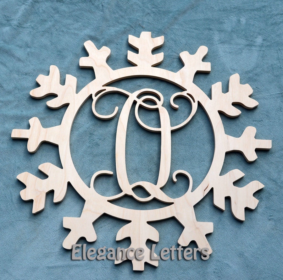 Wooden Snowflake Door Hanger - Initial Winter - Christmas Front Door Decor and Winter Holiday Decor