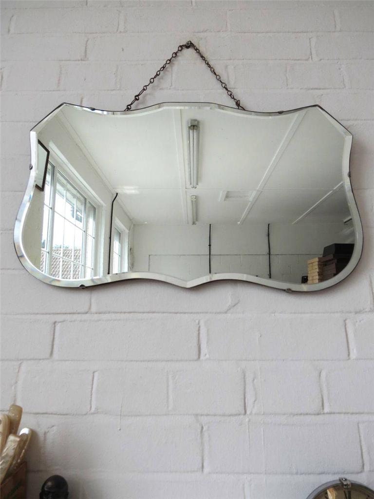 Vintage Large Bevelled Edge Wall Mirror Art Deco Beveled Edge