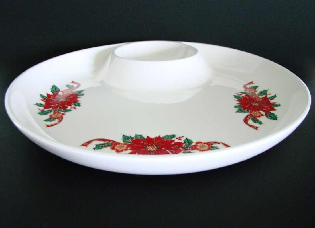 Vintage Christmas Chip and Dip Tray, Serving Platter Haute Juice