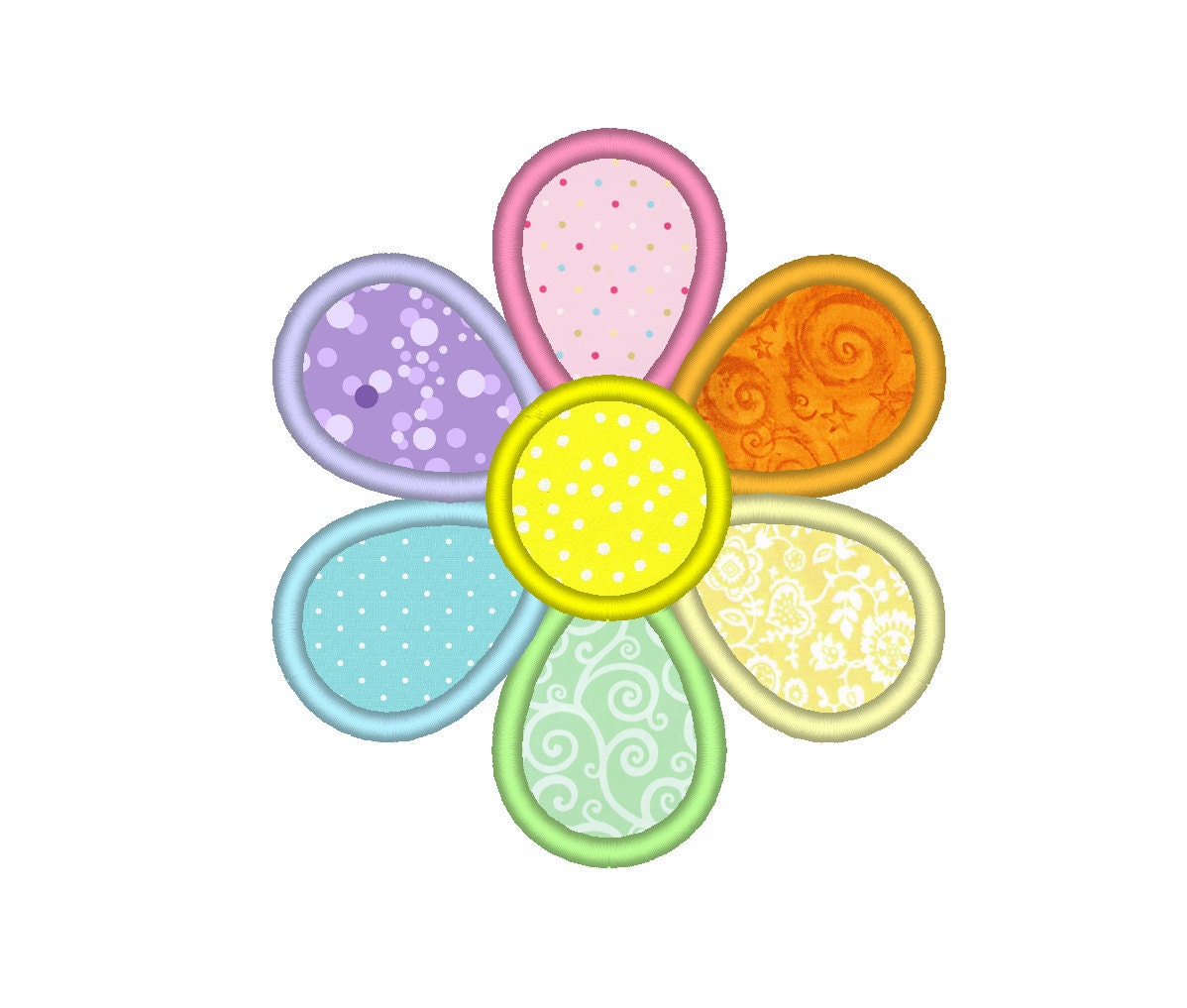 Flower Petals Applique Embroidery Machine Design