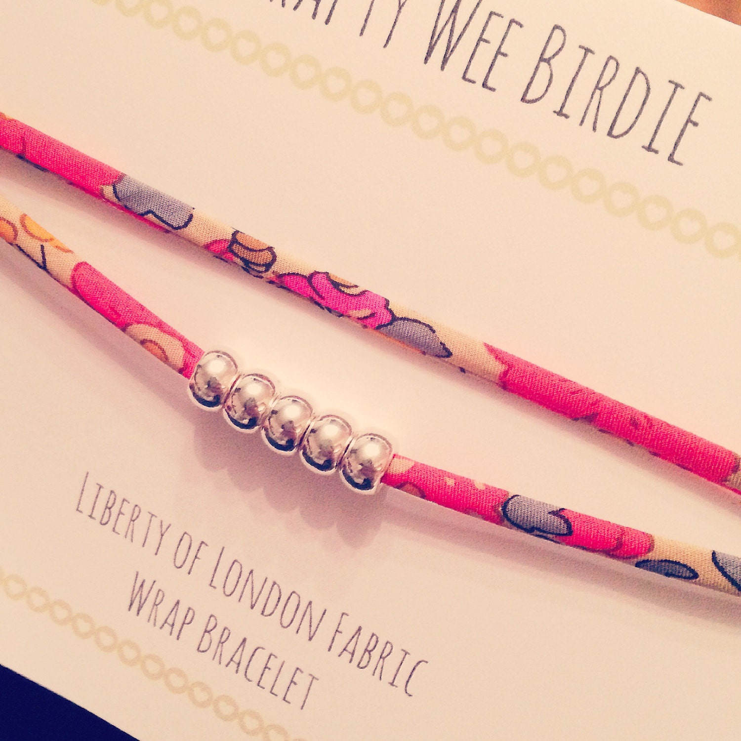 Liberty of London Fabric wrap bracelet in beige by craftyweebirdie