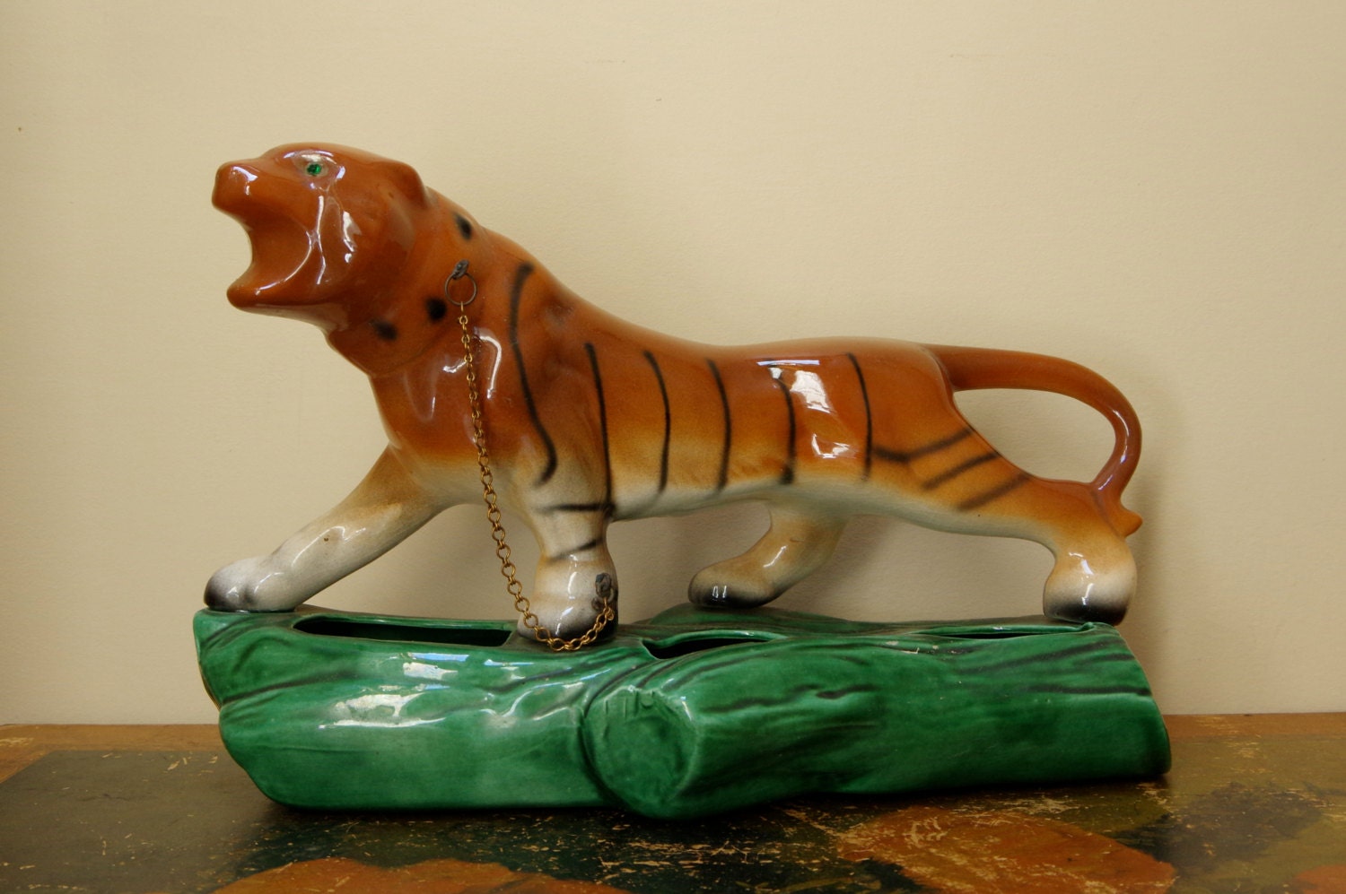 1950s Mid Century Lane & Co Ceramic Tiger Planter