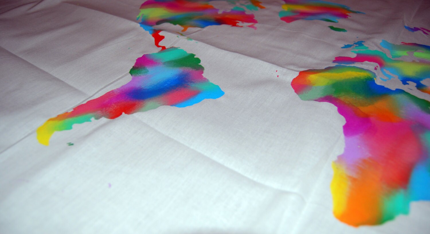 World Map Wall Tapestry Multi Color Brush Stroke Water Color