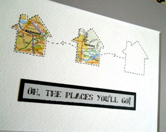 Graduation Map Gift Class of 2017 - Oh the Places You'll Go - Personalized Graduate Gift - Design #59
