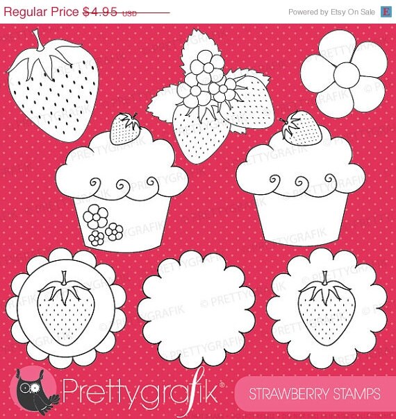 80% OFF SALE strawberry digital stamp commercial use, vector graphics, digital stamp, digital images - DS505 Il_570xn
