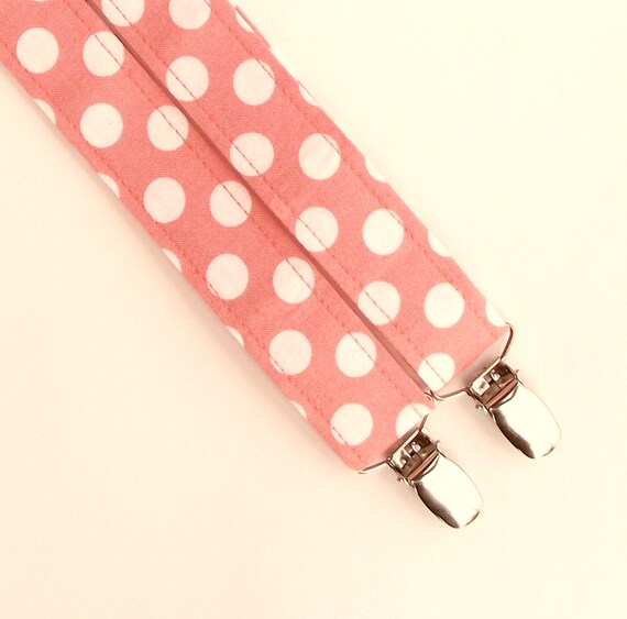 Coral Bow Tie and Suspenders Boys Coral Suspenders Polka