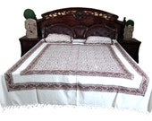 India Inspired Boho Bed Cover Handloom Cotton Bedding Bedspreads-3pc
