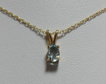 Estate 14 kt. Yellow Gold and Blue Topaz Necklace