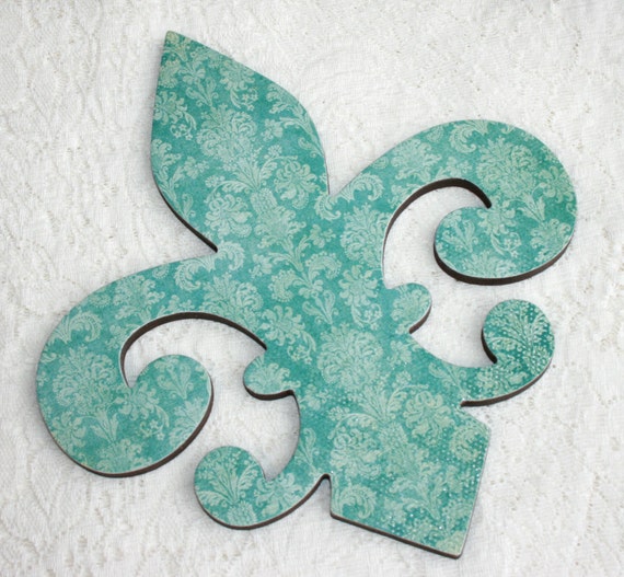 Fleur de lis wall decor Turquoise wall decor Fleur de lis