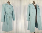 1970s Coat// Trench Coat// Pale Blue Coat// Spring Trench Coat// Blue ...