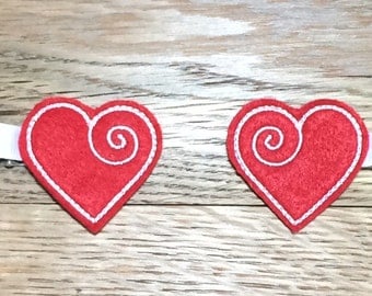 Love Heart Valentine Valentine's Day Hair Clip Hairclip, Feltie Hair Clip Clippie