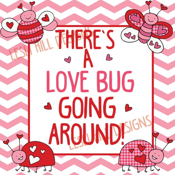 Items similar to There's a LOVE BUG Going Around Printable Valentines