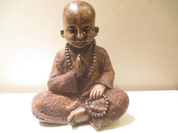 Medium Buddhist Monk With Beads Statue