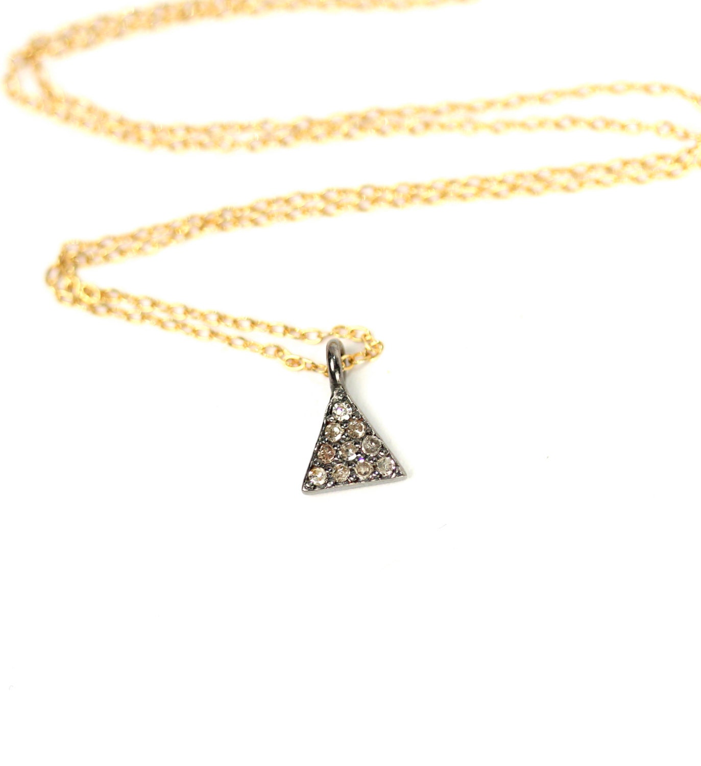Triangle necklace pave diamond necklace diamond triangle diamond