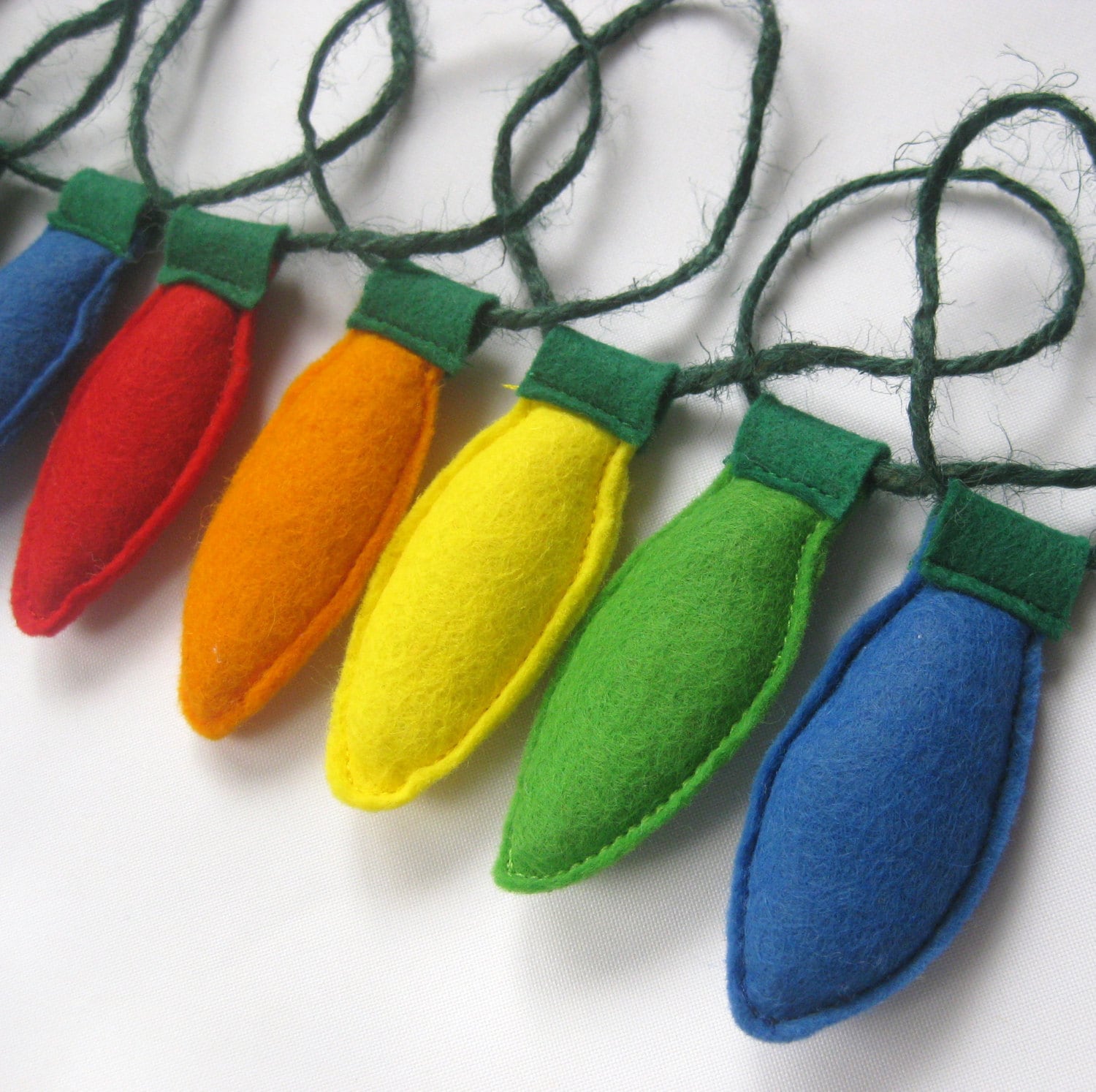 Handmade Felt Christmas Tree Light Garland Decoration in