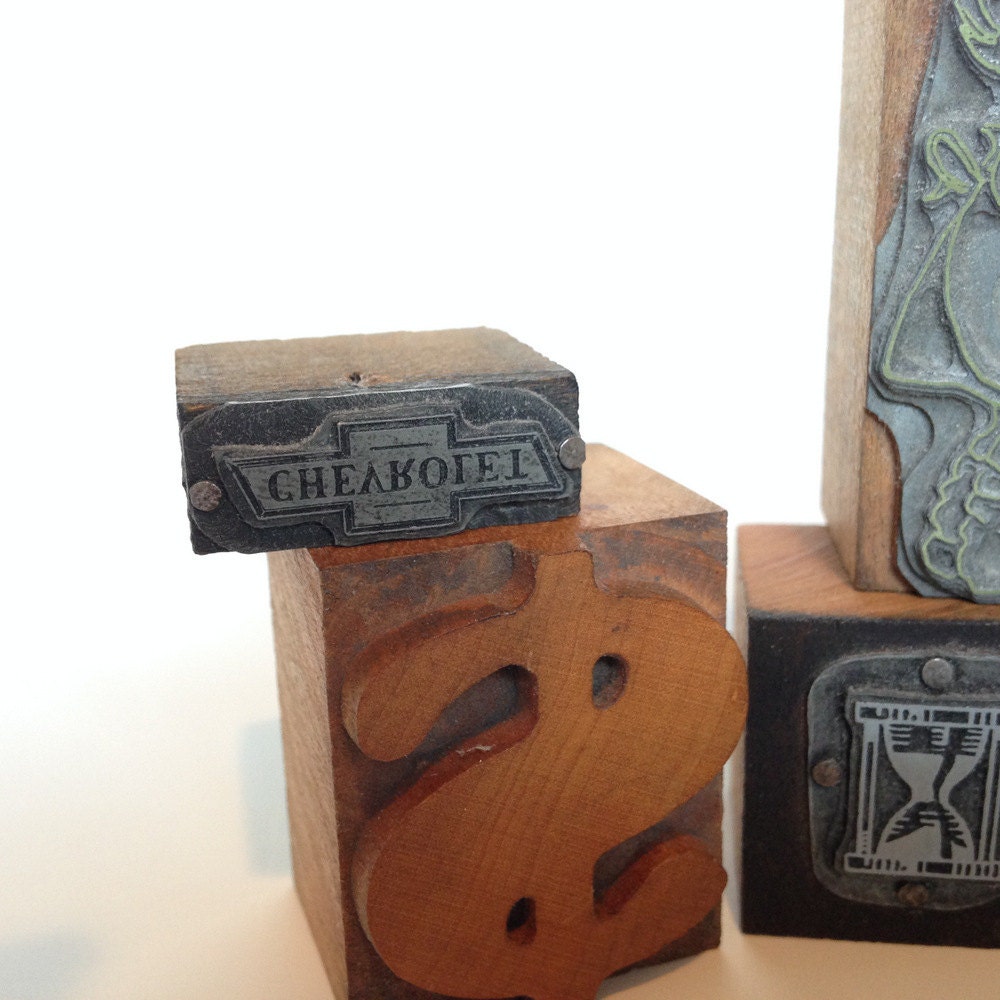 Vintage Typeset Letterpress Stamps Printer Blocks Clover