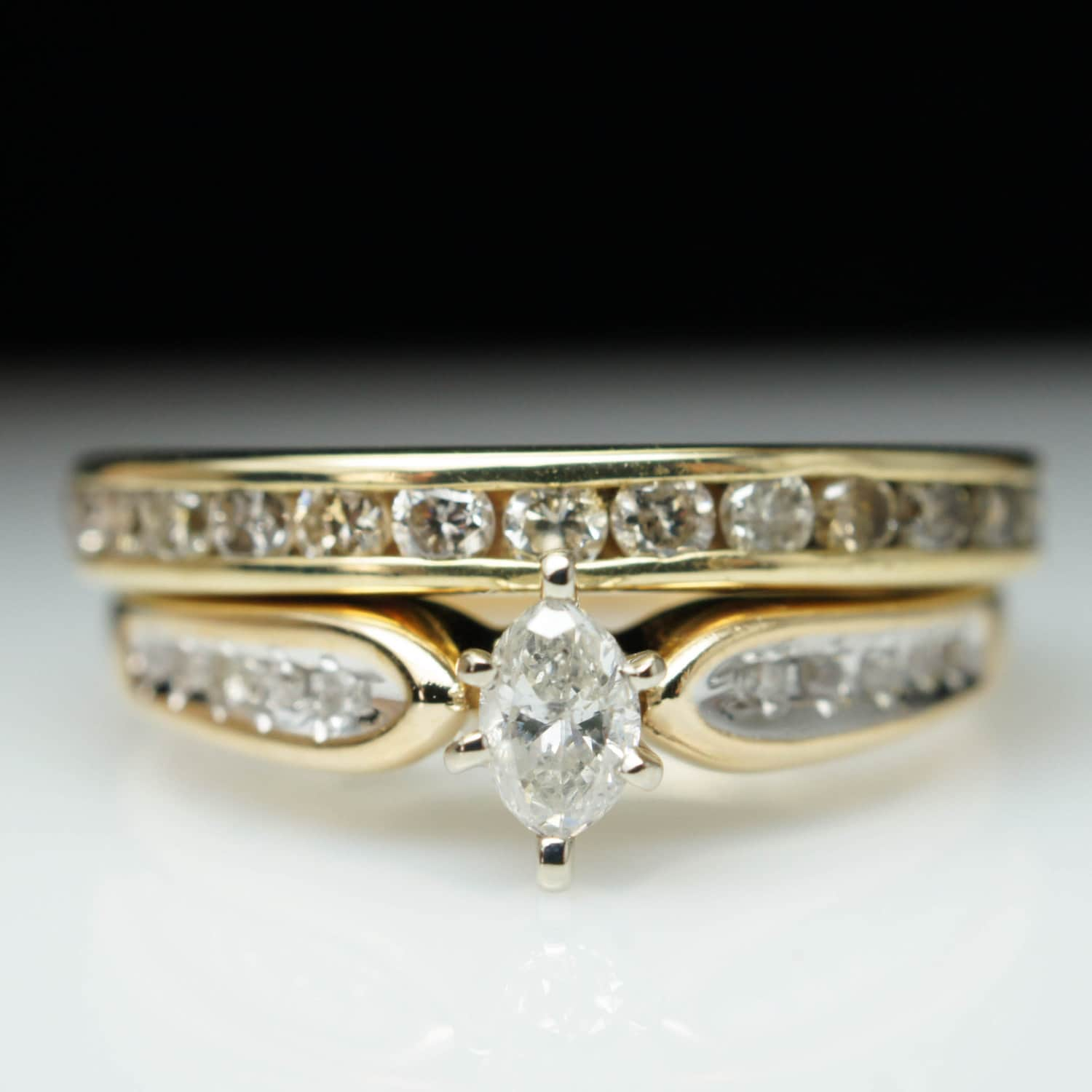 SALE Vintage Estate .80ctw Marquise Cut Diamond Engagement