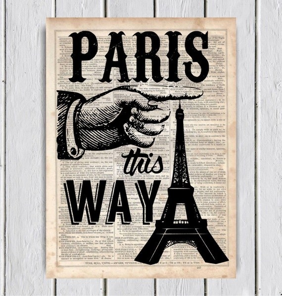Paris Typographic Print Dictionary Art Print by