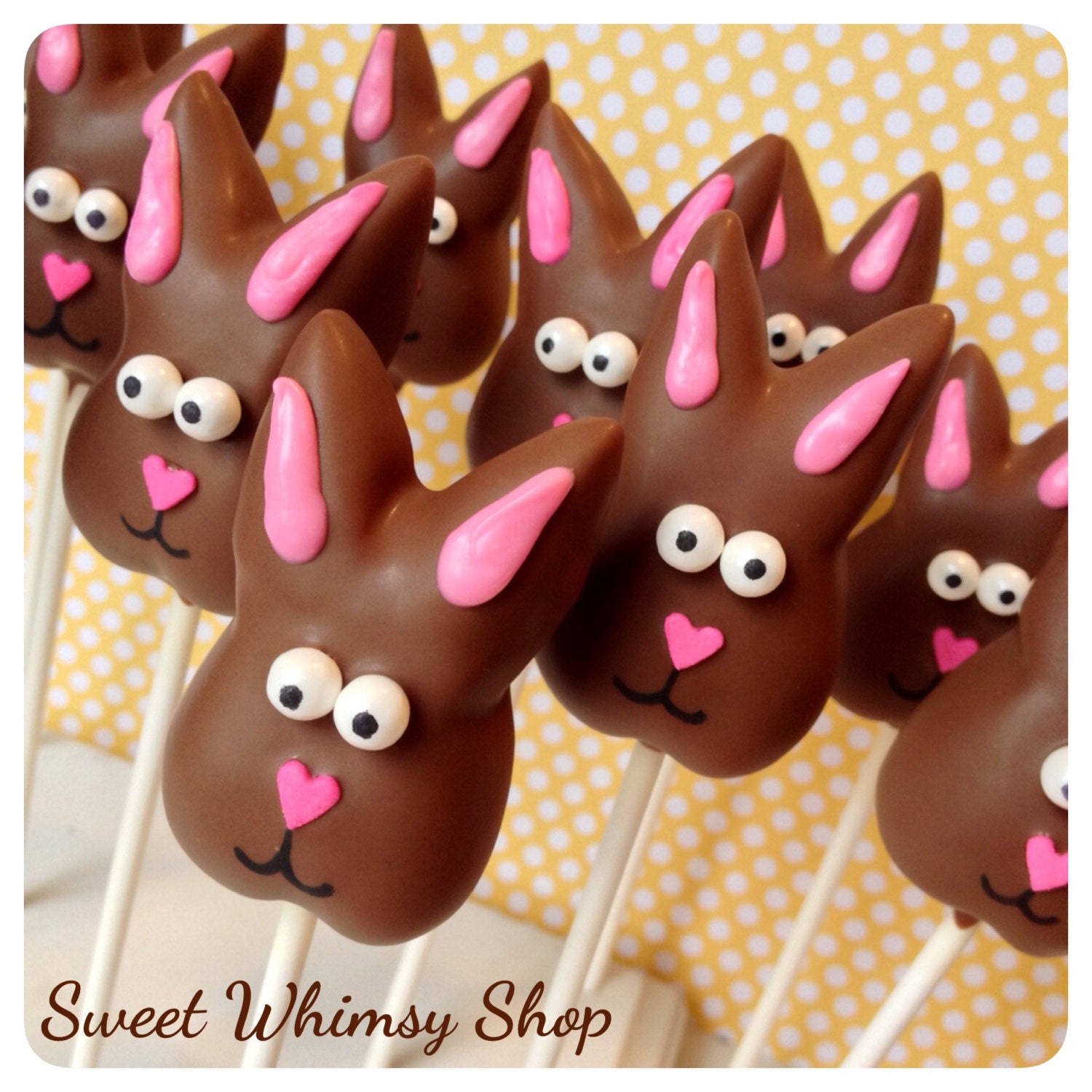 12 Chocolate Bunny Cake Pops for Easter basket Spring baby