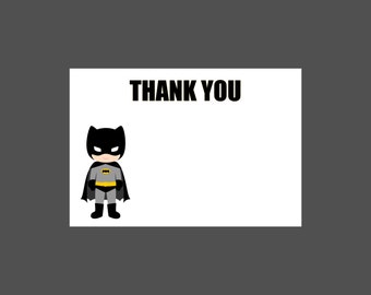 Batman Birthday Thank You Card 4x6 gray Printable