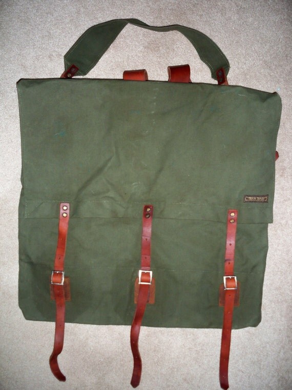 Vintage Portage Pack Co Made in USA Green Canvas & Brown
