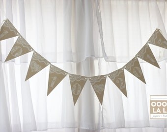 MADE TO ORDER Burlap and Lace Banner- personalized