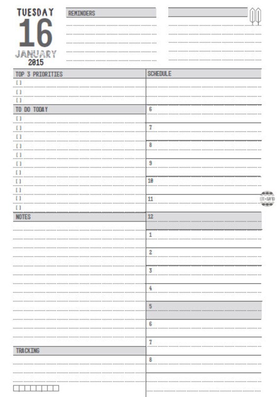 SALE A5 Day Per Page Refill Calendar Only 2015 by LifeIsCrafted