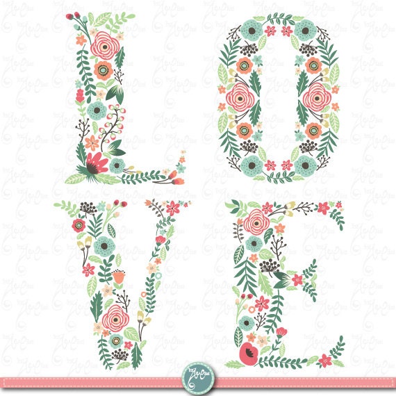 Download Wedding Clipart FLORAL LOVE LETTER clip