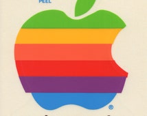 Vintage Apple Computer Sticker with Rainbow Apple