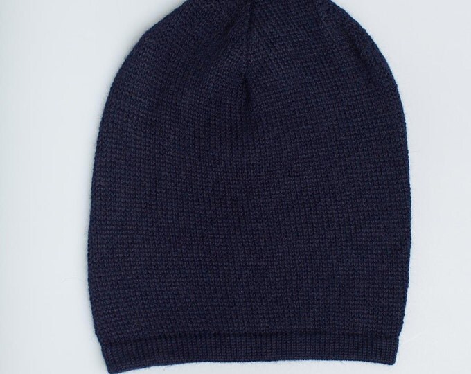 Kids navy hat / baby / children / toddler 6-12 / 12-24 / 2-4 years / alpaca wool slouchy beanie / over-sized gray hat / knit unisex hat