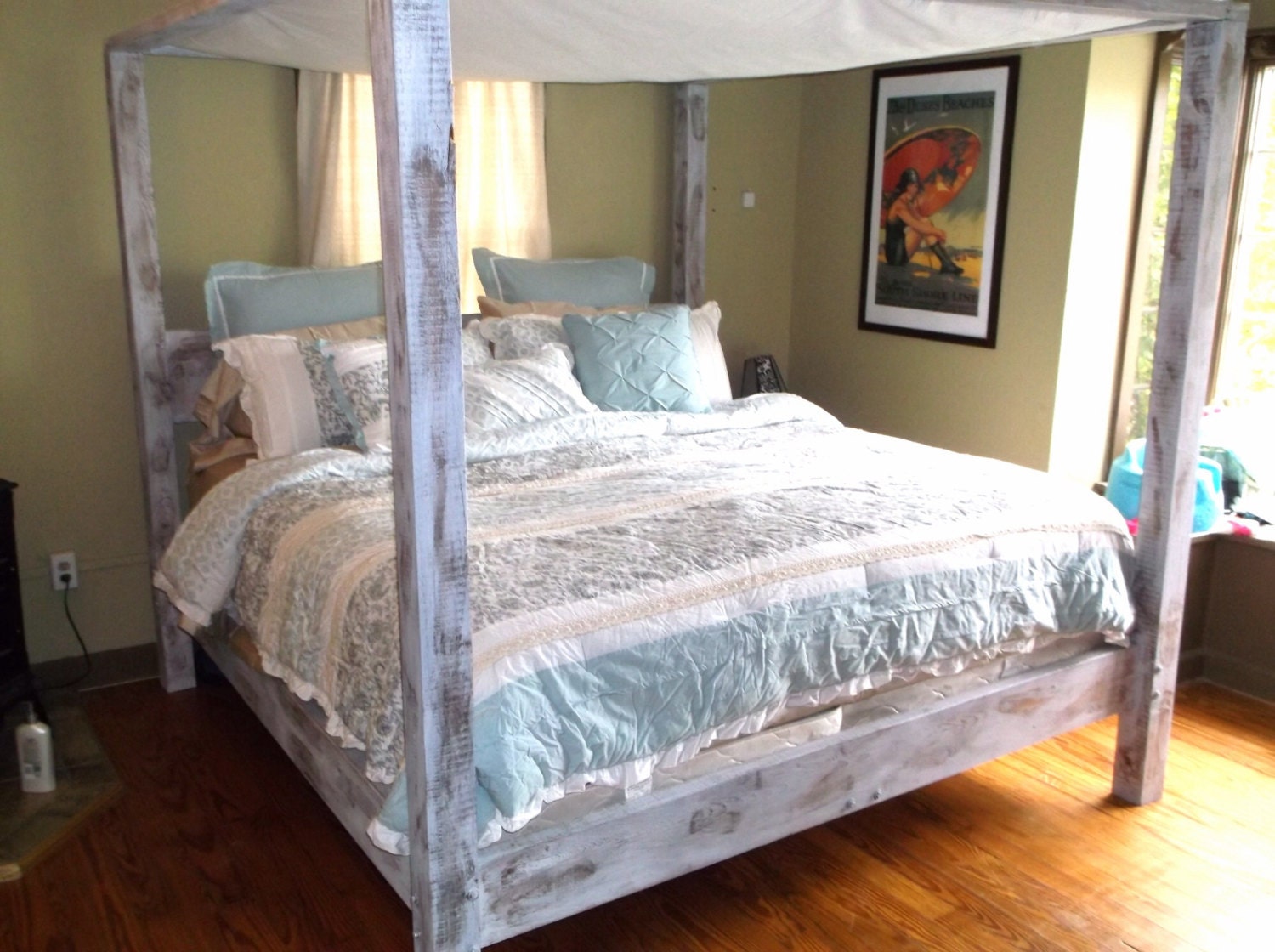 Full Distressed Wooden Canopy Bed from Reclaimed by ...