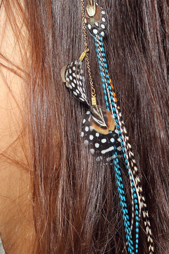 Feathers hair clip Turquoise hair feathers accessories