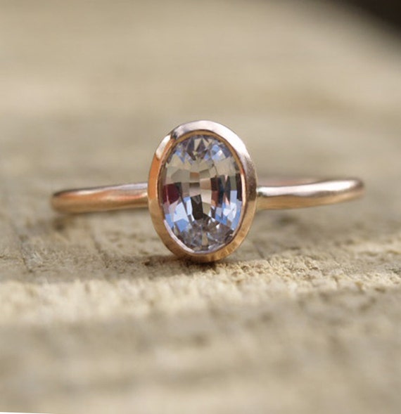 white sapphire rose gold engagement rings