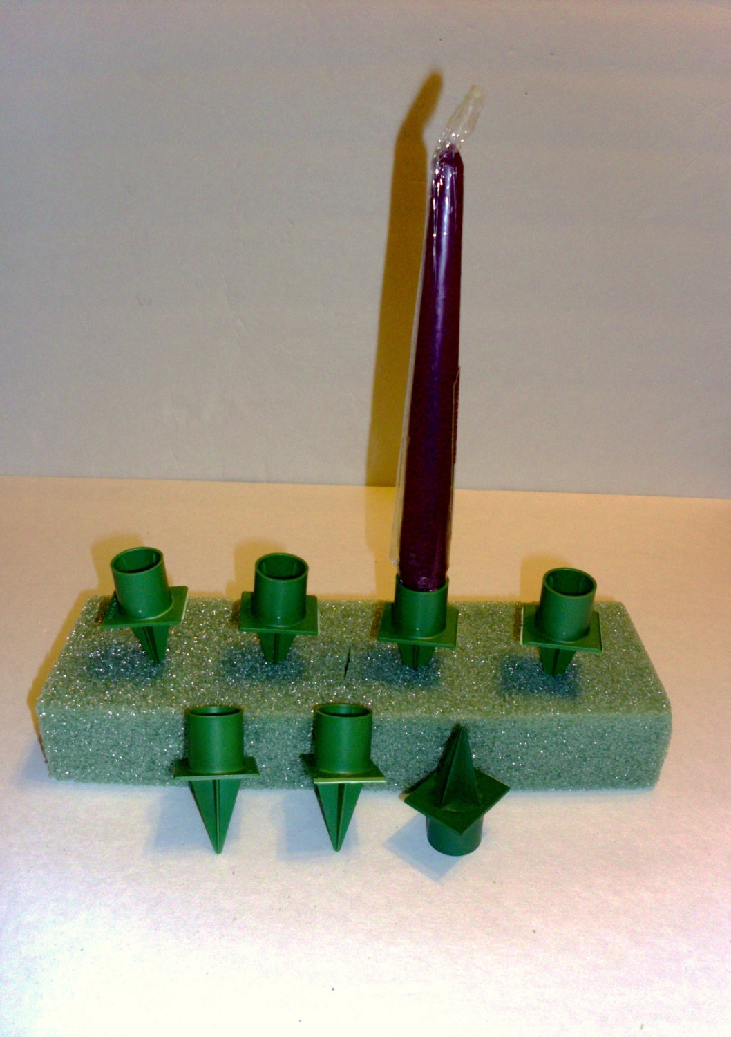 Floral Plastic Taper Candle Holder with spike Set of 7Floral