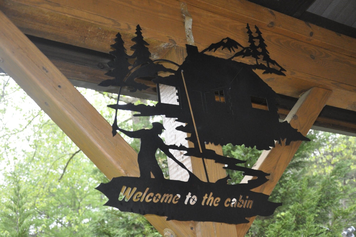 to the Cabin Metal Art Sign Indoor or Outdoor Painted