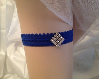 Navy Blue Garter,Wedding Garter,Bridal Garter,Rhinestone Garter