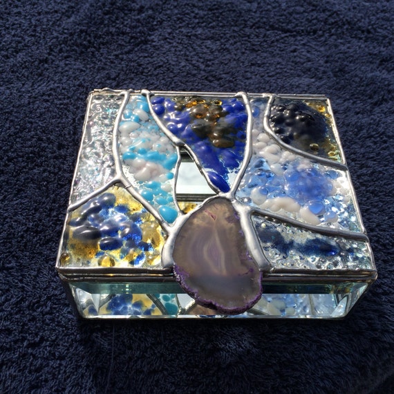 OOAK Stained Glass Box Fused glass top inlaid by GlassOnionStudio